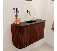 Mondiaz JOYA-DLUX 73.2cm meuble de salle de bains - arrondi gauche et droite couleur Ruby - Vasque FAYE position Milieu Sans trou de robinet couleur Lava. JYDLX74LRM1D0KRubLav