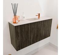 Mondiaz JOYA-DLUX 80cm meuble de salle de bains - couleur Shadow - Vasque FAYE position Milieu 1 trou de robinet couleur Meli. JYDLX80M2D1KShaMel