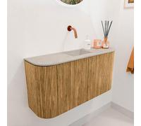 Mondiaz JOYA-DLUX 83.2cm meuble de salle de bains - arrondis gauche et droite couleur Chêne - Vasque FAYE position Milieu Sans trou de robinet couleur Opalo. JYDLX84LRM2D0KOakOpa