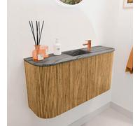 Mondiaz JOYA-DLUX 83.2cm meuble de salle de bains - arrondis gauche et droite couleur Chêne - Vasque FAYE position Milieu 1 trou de robinet couleur Sombra. JYDLX84LRM2D1KOakSom