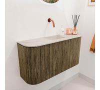 Mondiaz JOYA-DLUX 83.2cm meuble de salle de bains - arrondis gauche et droite couleur Dusk - Vasque FAYE position Milieu Sans trou de robinet couleur Ostra. JYDLX84LRM2D0KDusOst