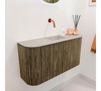 Mondiaz JOYA-DLUX 83.2cm meuble de salle de bains avec WC - arrondis gauche et droite couleur Dusk - Vasque FAYE position Milieu Sans trou de robinet couleur Opalo. JYDLX84LRM2D0KDusOpa