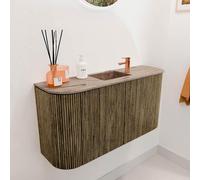 Mondiaz JOYA-DLUX 83.2cm meuble de salle de bains avec WC - arrondis gauche et droite couleur Dusk - Vasque FAYE position Milieu 1 trou de robinet couleur Arena. JYDLX84LRM2D1KDusAre