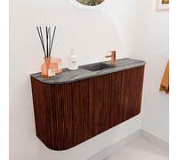 Mondiaz JOYA-DLUX 83.2cm meuble de toilette - arrondi gauche et droite couleur Ruby - Vasque FAYE position Milieu 1 trou de robinet couleur Sombra. JYDLX84LRM2D1KRubSom