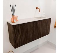 Mondiaz JOYA-DLUX 90cm meuble de salle de bains - couleur Walnut - Vasque FAYE position Droite Sans trou de robinet couleur Meli. JYDLX90R2D0KWalMel