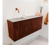 Mondiaz JOYA-DLUX Meuble de salle de bains 101.6cm - arrondi droit couleur Ruby - Vasque FAYE position Gauche Sans trou de robinet couleur Opalo. JYDLX102RL2D0KRubOpa