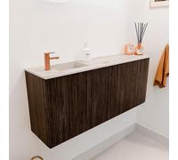 Mondiaz JOYA-DLUX Meuble de salle de bains - 101,6cm - arrondi droit couleur Walnut - Vasque FAYE position Gauche 1 trou de robinet couleur Nata JYDLX102RL2D1KWalNat