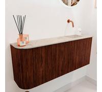 Mondiaz JOYA-DLUX Meuble de salle de bains 101.6cm - arrondi gauche couleur Ruby - Vasque FAYE position Droite Sans trou de robinet couleur Frappe JYDLX102LR2D0KRubFra