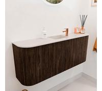 Mondiaz JOYA-DLUX Meuble de salle de bains 103,2 cm - arrondis gauche et droite couleur Noyer - Vasque FAYE position Milieu 1 trou de robinet couleur Meli JYDLX104LRM2D1KWalMel