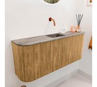 Mondiaz JOYA-DLUX Meuble de salle de bains 103,2cm - arrondi gauche et droite couleur Chêne - Vasque FAYE position Milieu Sans trou de robinet couleur Oza JYDLX104LRM2D0KOakOza