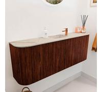 Mondiaz JOYA-DLUX Meuble de salle de bains - 113,2 cm - arrondi gauche et droite couleur Ruby - Vasque FAYE position Milieu 1 trou de robinet couleur Frappe JYDLX114LRM2D1KRubFra