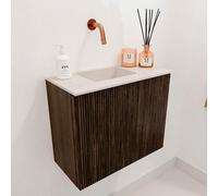 Mondiaz JOYA-DLUX Meuble de salle de bains 50cm - couleur Walnut - Vasque FAYE position Gauche Sans trou de robinet couleur Meli. JYDLX50L1D0KWalMel