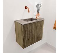 Mondiaz JOYA-DLUX Meuble de salle de bains - 51,6cm - arrondi droit couleur Dusk - Vasque FAYE position gauche Sans trou de robinet couleur Oza JYDLX52RL1D0KDusOza