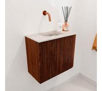 Mondiaz JOYA-DLUX Meuble de salle de bains 51,6cm - arrondi droit couleur Ruby - Vasque FAYE position Gauche Sans trou de robinet couleur Nata JYDLX52RL1D0KRubNat