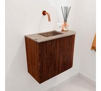 Mondiaz JOYA-DLUX Meuble de salle de bains - 51,6cm - arrondi droit couleur Ruby - Vasque FAYE position Gauche Sans trou de robinet couleur Arena JYDLX52RL1D0KRubAre