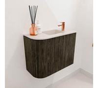 Mondiaz JOYA-DLUX Meuble de salle de bains 51,6cm - arrondi gauche couleur Shadow - Vasque FAYE position Droite 1 trou de robinet couleur Meli JYDLX52LR1D1KShaMel