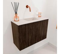 Mondiaz JOYA-DLUX Meuble de salle de bains 60cm - couleur Walnut - Vasque FAYE position Milieu Sans trou de robinet couleur Meli. JYDLX60M2D0KWalMel