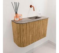 Mondiaz JOYA-DLUX Meuble de salle de bains - 61,6cm - arrondi gauche couleur Chêne - Vasque FAYE position Droite Sans trou de robinet couleur Oza JYDLX62LR1D0KOakOza