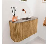 Mondiaz JOYA-DLUX Meuble de salle de bains - 73,2cm - arrondi gauche et droite couleur Chêne - Vasque FAYE position Milieu Sans trou de robinet couleur Oza JYDLX74LRM1D0KOakOza