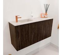 Mondiaz JOYA-DLUX Meuble de salle de bains 80cm - couleur Walnut - Vasque FAYE position Gauche 1 trou de robinet couleur Meli. JYDLX80L2D1KWalMel