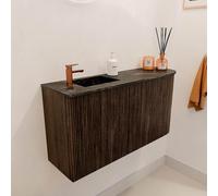 Mondiaz JOYA-DLUX Meuble de salle de bains 81,6 cm - arrondi droit couleur Noyer - Vasque FAYE position Gauche 1 trou de robinet couleur Lava JYDLX82RL2D1KWalLav