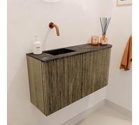 Mondiaz JOYA-DLUX Meuble de salle de bains 81,6cm - arrondi droit couleur Dusk - Vasque FAYE position Gauche Sans trou de robinet couleur Lava JYDLX82RL2D0KDusLav