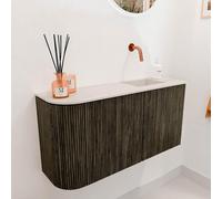 Mondiaz JOYA-DLUX Meuble de salle de bains 81,6cm - arrondi gauche couleur Shadow - Vasque FAYE position Droite Sans trou de robinet couleur Meli. JYDLX82LR2D0KShaMel