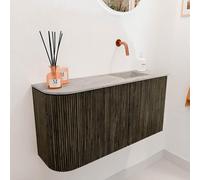 Mondiaz JOYA-DLUX Meuble de salle de bains 81.6cm - arrondi gauche couleur Shadow - Vasque FAYE position Droite Sans trou de robinet couleur Glace JYDLX82LR2D0KShaGla