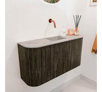 Mondiaz JOYA-DLUX Meuble de salle de bains 83,2 cm - arrondis gauche et droite couleur Shadow - Vasque FAYE position Milieu Sans trou de robinet couleur Glace JYDLX84LRM2D0KShaGla