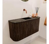 Mondiaz JOYA-DLUX Meuble de salle de bains 83,2cm - arrondis gauche et droite couleur Noyer - Vasque FAYE position Milieu Sans trou de robinet couleur Lava JYDLX84LRM2D0KWalLav