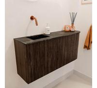 Mondiaz JOYA-DLUX Meuble de salle de bains 91,6cm - arrondi droit couleur Noyer - Vasque FAYE position Gauche Sans trou de robinet couleur Lava JYDLX92RL2D0KWalLav