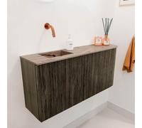 Mondiaz JOYA-DLUX Meuble de salle de bains 91,6cm - arrondi droit couleur Shadow - Vasque FAYE position Gauche Sans trou de robinet couleur Arena JYDLX92RL2D0KShaAre