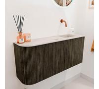 Mondiaz JOYA-DLUX Meuble de salle de bains - 91,6cm - arrondi gauche couleur Shadow - Vasque FAYE position Droite Sans trou de robinet couleur Nata JYDLX92LR2D0KShaNat