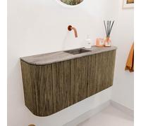 Mondiaz JOYA-DLUX Meuble de salle de bains 93.2cm - arrondis gauche et droite couleur Dusk - Vasque FAYE position Milieu Sans trou de robinet couleur Oza JYDLX94LRM2D0KDusOza