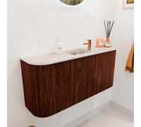 Mondiaz JOYA-DLUX Meuble de salle de bains 93.2cm - arrondis gauche et droite couleur Ruby - Vasque FAYE position Milieu 1 trou de robinet couleur Nata JYDLX94LRM2D1KRubNat