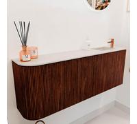 Mondiaz JOYA-DLUX Meuble de toilette 111,6cm - arrondi gauche couleur Ruby - Vasque FAYE position droite 1 trou de robinet couleur Meli. JYDLX112LR2D1KRubMel