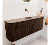 Mondiaz JOYA-DLUX Meuble de toilette 113,2cm - arrondis gauche et droite couleur Noyer - Lavabo FAYE position Milieu Sans trou de robinet couleur Arena JYDLX114LRM2D0KWalAre