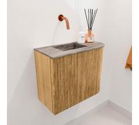 Mondiaz JOYA-DLUX Meuble de toilette 51,6cm - arrondi droit couleur Chêne - Vasque FAYE position Gauche Sans trou de robinet couleur Oza JYDLX52RL1D0KOakOza