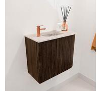 Mondiaz JOYA-DLUX Meuble de toilette 51,6cm - arrondi droit couleur Noyer - Lavabo FAYE position Gauche 1 trou de robinet couleur Nata. JYDLX52RL1D1KWalNat