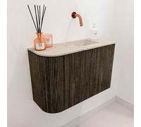 Mondiaz JOYA-DLUX Meuble de toilette 61,6cm - arrondi gauche couleur Shadow - Vasque FAYE position Droite Sans trou de robinet couleur Frappe. JYDLX62LR1D0KShaFra