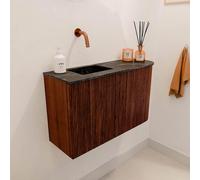 Mondiaz JOYA-DLUX Meuble de toilette 71,6cm - arrondi droit couleur Ruby - Lavabo FAYE position Gauche Sans trou de robinet couleur Lava. JYDLX72RL2D0KRubLav