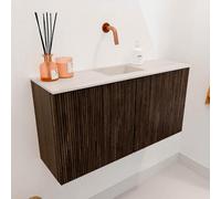 Mondiaz JOYA-DLUX Meuble de toilette 80cm - couleur Walnut - Vasque FAYE position Milieu Sans trou de robinet couleur Meli JYDLX80M2D0KWalMel