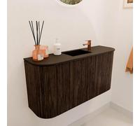 Mondiaz JOYA Meuble de salle de bains 83,2cm - arrondis gauche et droite couleur Walnut - Vasque FAYE position Milieu 1 trou de robinet couleur Urban JY84LRM2D1KWalUrb