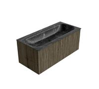 Mondiaz KURVE-DLUX Ensemble de meuble - 100x46x40cm - 1 tiroir - lavabo en solid surface - milieu - sans trou de robinet - Ombre KRVBGM1001L0D0KMShaLav