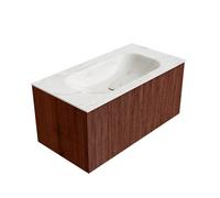 Mondiaz KURVE-DLUX Ensemble de meuble - 90x46x40cm - 1 tiroir - lavabo en solid surface - milieu - 1 trou de robinet - Ruby KRVBGS901L0D1KMRubOst