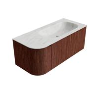 Mondiaz KURVE-DLUX Ensemble de meuble salle de bain - 105x46x40cm - 1 tiroir - 1 porte - lavabo en solid surface - droite - sans trou de robinet - Ruby KRVBGS105L1L1D0KRRubOpa
