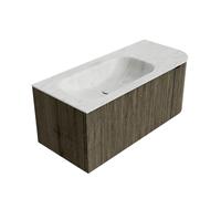 Mondiaz KURVE-DLUX Ensemble de meuble salle de bain - 105x46x40cm - 1 tiroir - 1 porte - lavabo en solid surface - gauche - sans trou de robinet - Shadow KRVBGS105R1L1D0KLShaOpa