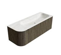Mondiaz KURVE-DLUX Ensemble de meuble salle de bain - 125x46x40cm - 1 tiroir - 1 porte - lavabo en solid surface - droite - 1 trou de robinet - Shadow KRVBGM125L1L1D1KRShaOst