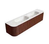 Mondiaz KURVE-DLUX Ensemble de meuble salle de bain - 190x46x40cm - 2 tiroirs - 2 portes - lavabo en solid surface - double - 2 trous de robinet - Ruby KRVSTS190LR2L2D2KDRubOst