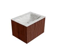 Mondiaz KURVE-DLUX Ensemble de meuble salle de bain - 60x46x40cm - 1 tiroir - lavabo en solid surface - milieu - 1 trou de robinet - Ruby KRVCLO601L0D1KMRubGla